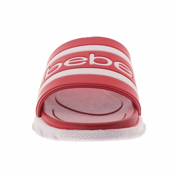 NWT BEBE WOMEN'S RED SLIP ON SLIDES SANDALS - Picture 4 of 8